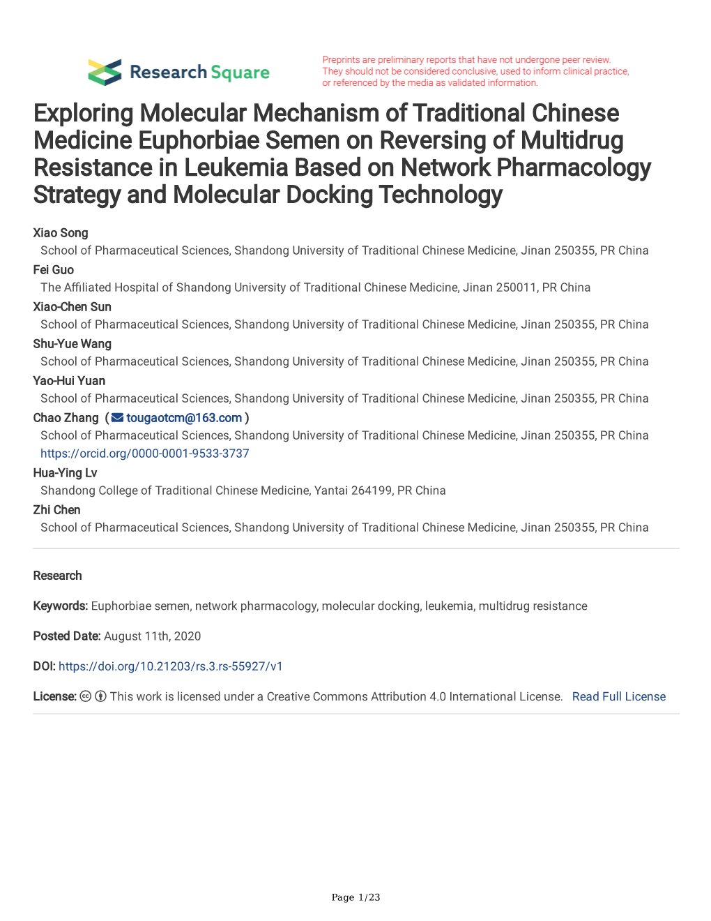 Exploring Molecular Mechanism of Traditional Chinese Medicine