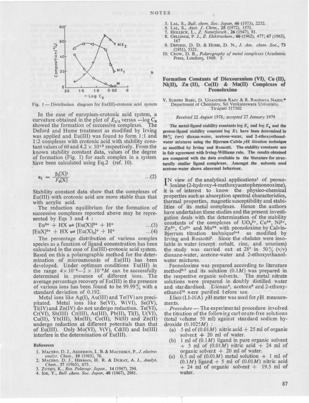 Eo in the Case of Europium-Crotonic Acid System, a Curvature