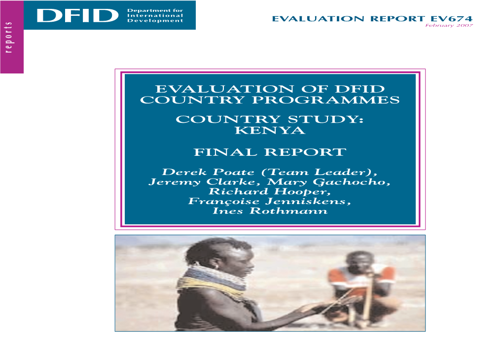 Evaluation of Dfid Country Programmes Country Study