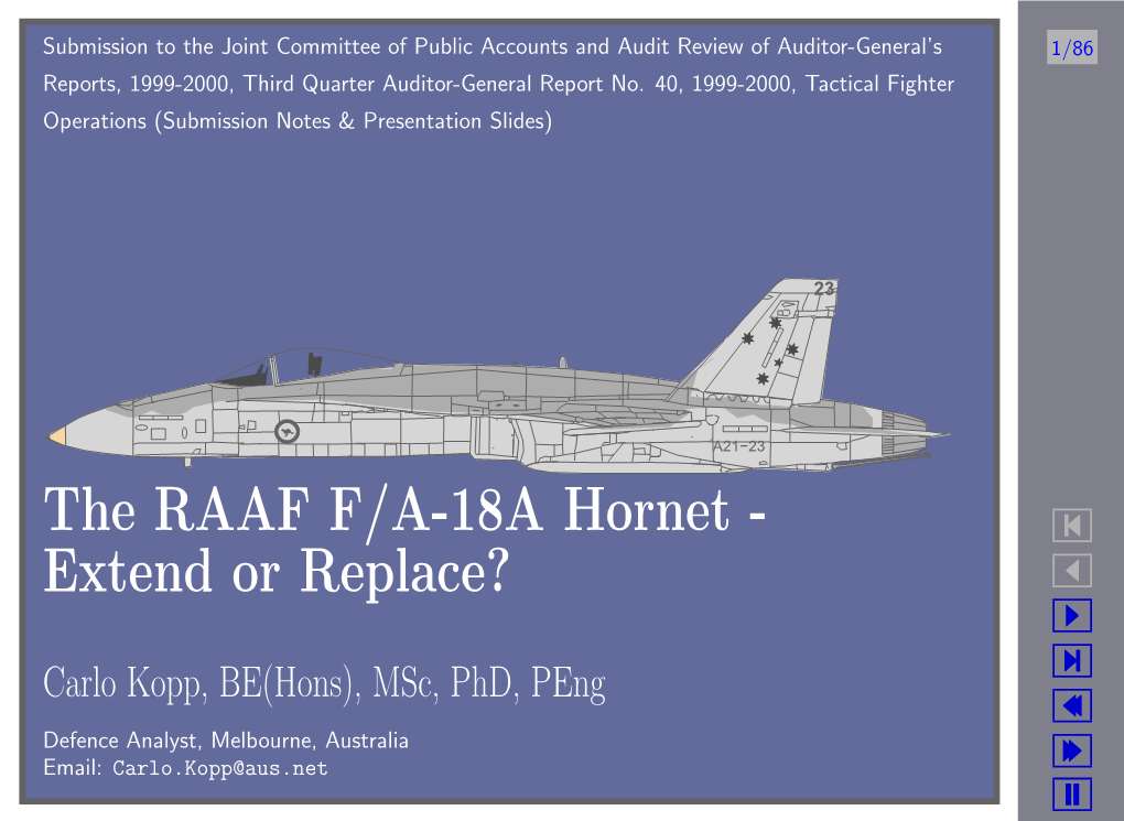 Hornet Replacement Issues Submission & Slides