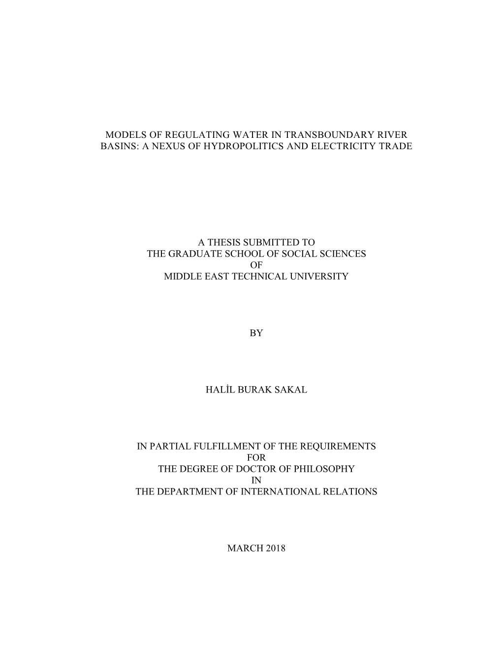 Models of Regulating Water in Transboundary River Basins: a Nexus of Hydropolitics and Electricity Trade