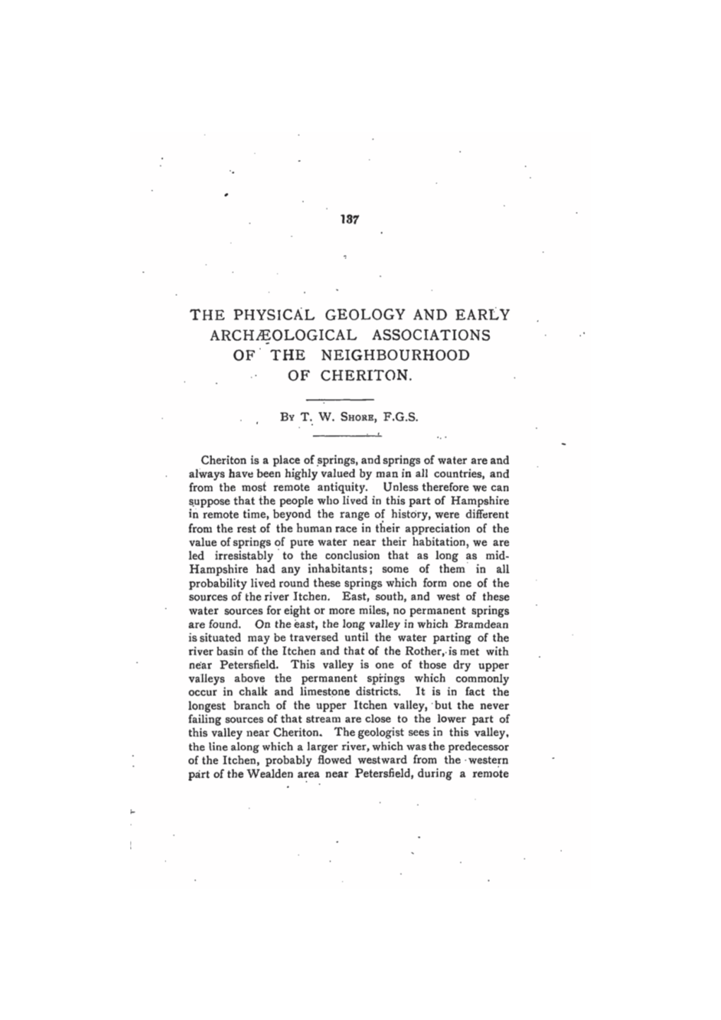 The Physical Geology and Early Archaeological Associations of the Neighbourhood of Cheriton