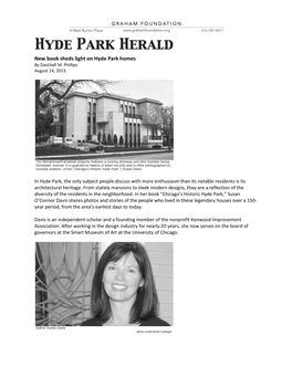 New Book Sheds Light on Hyde Park Homes by Daschell M