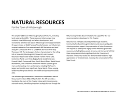 NATURAL RESOURCES for the Town of Hillsborough