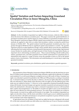 Spatial Variation and Factors Impacting Grassland Circulation Price in Inner Mongolia, China