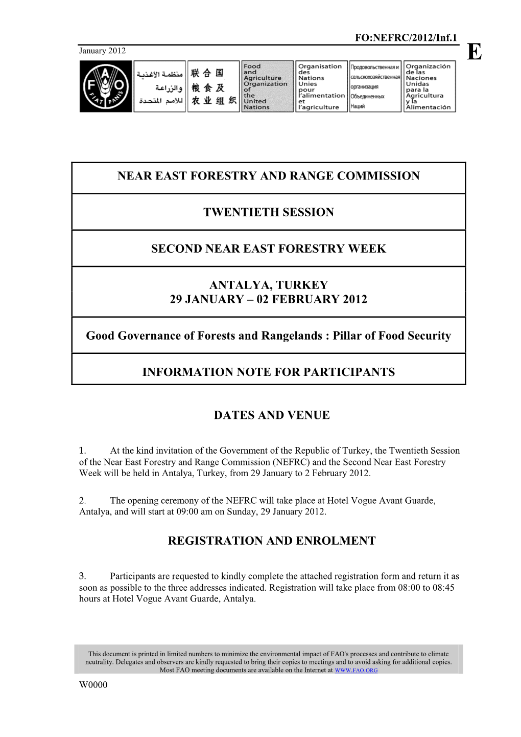 FO:NEFRC/2012/Inf.1 Information Note for Participants