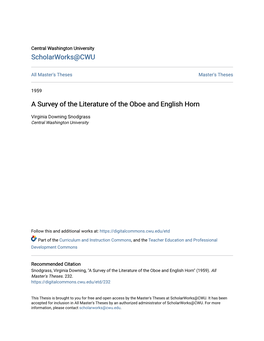 A Survey of the Literature of the Oboe and English Horn