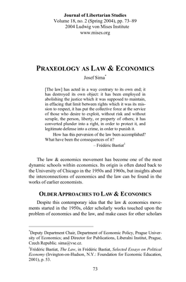 Praxeology As Law & Economics
