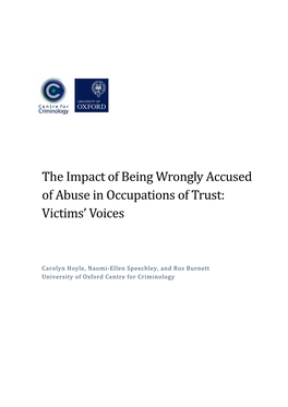 The Impact of Being Wrongly Accused of Abuse in Occupations of Trust: Victims’ Voices