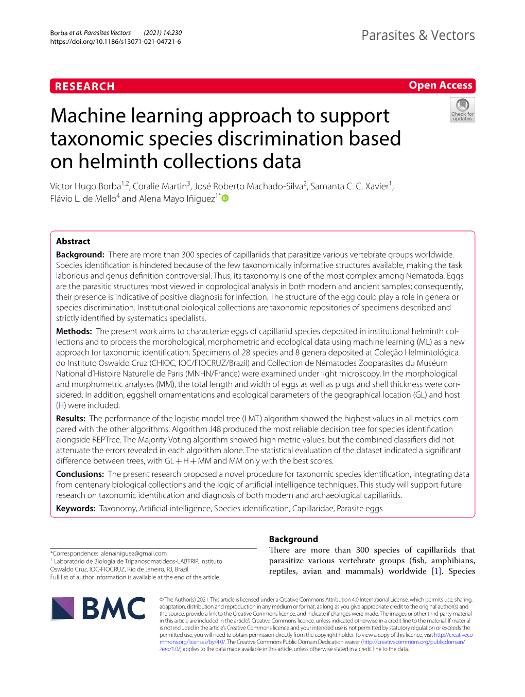 Machine Learning Approach to Support Taxonomic Species Discrimination