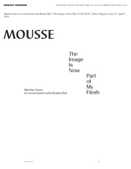 Martine Syms in Conversation with Beatrix Ruf, “The Image Is Now Part of My Flesh”, Mousse Magazine, Issue 67, April 1, 2019