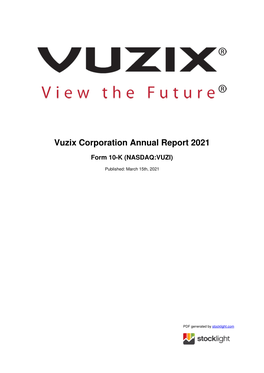 Vuzix Corporation Annual Report 2021