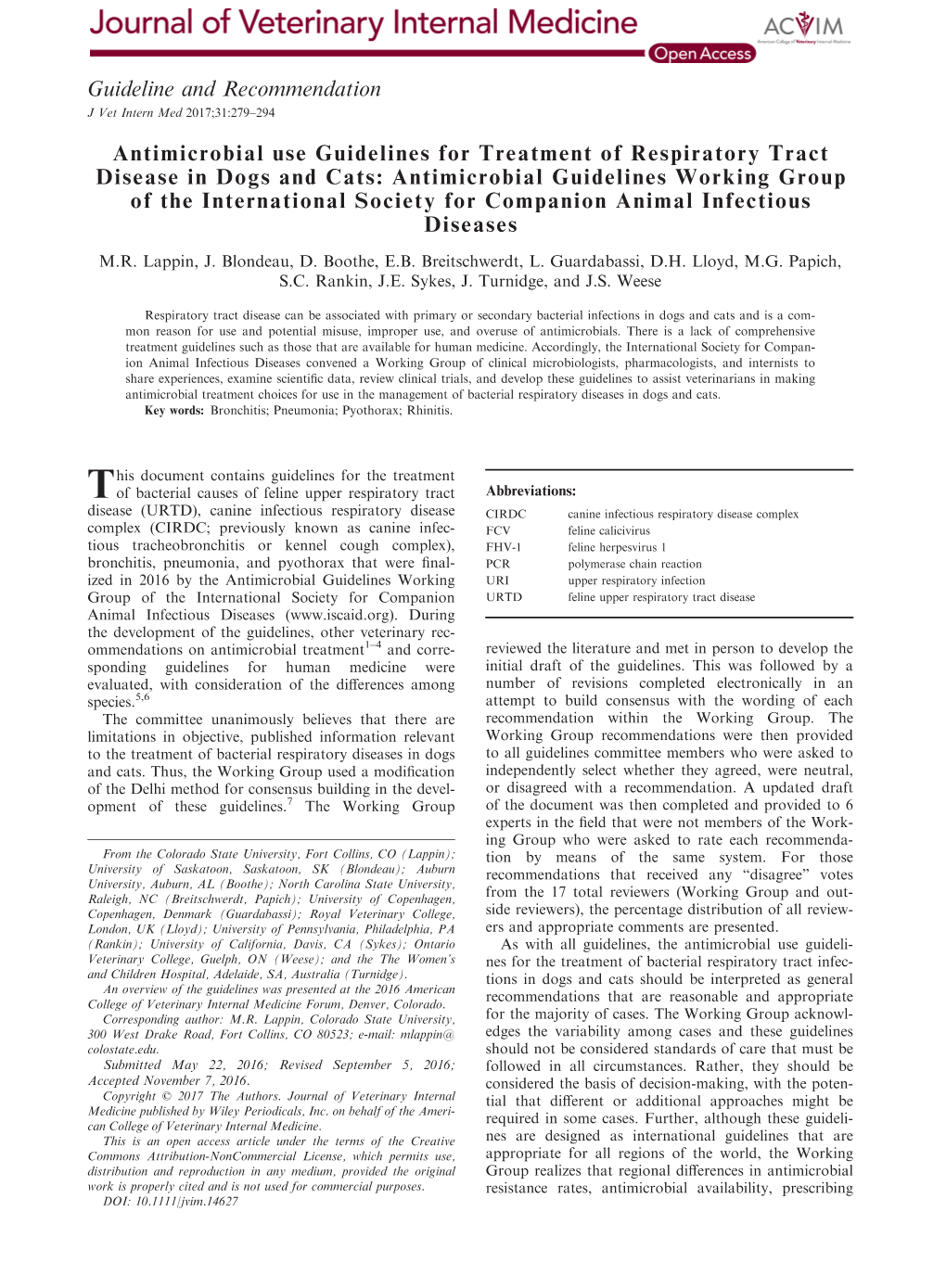 Antimicrobial Use Guidelines for Treatment of Respiratory