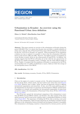Urbanization in Ecuador: an Overview Using the Functional Urban Area Definition