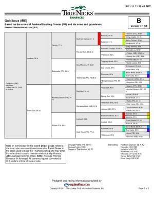 Goldikova (IRE) B Based on the Cross of Anabaa/Blushing Groom (FR) and His Sons and Grandsons Variant = 1.58 Breeder: Wertheimer Et Frere (IRE)