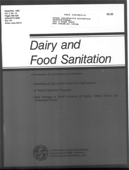 Dairy and Food Sanitation 1982-12: Vol 2 Iss 12