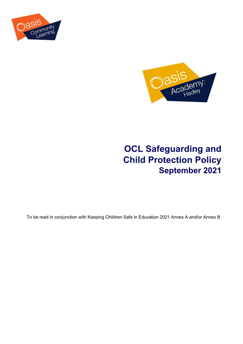 OCL Safeguarding and Child Protection Policy September 2021