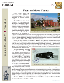 Focus on Kiowa County Kiowa County Lies in the Southwestern Portion of Oklahoma