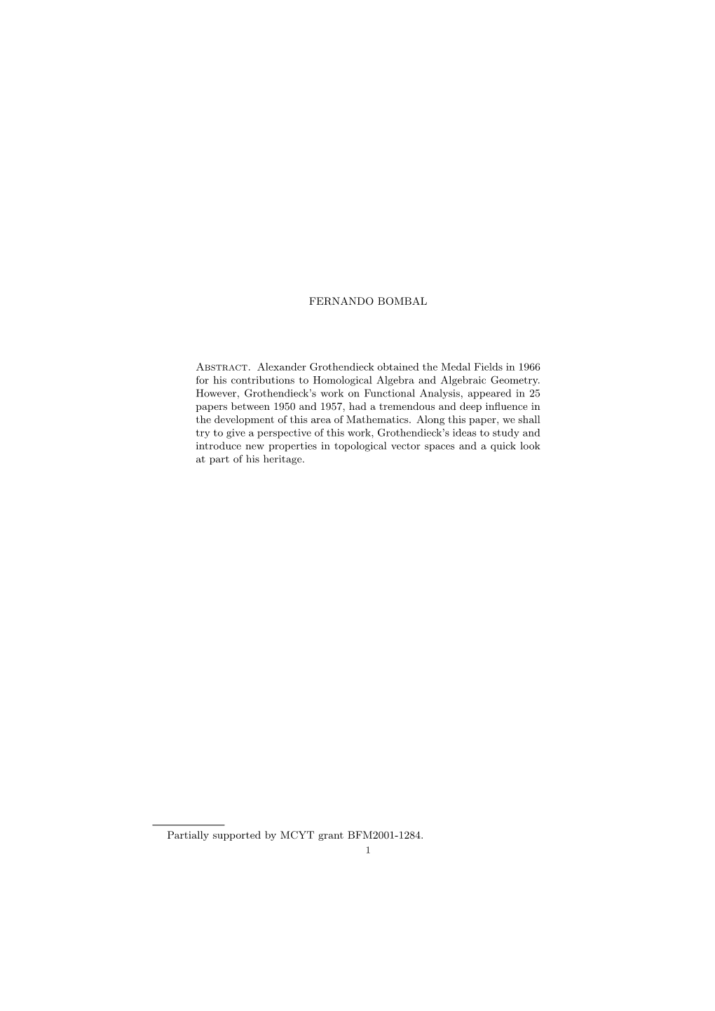 Advanced Courses of Mathematical Analysis II Proceedings of the Second International School. Pgs. 16-36 M. V. Velasco and A