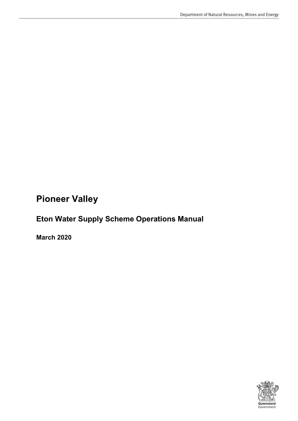 Pioneer Valley Eton Water Supply Scheme Operations Manual