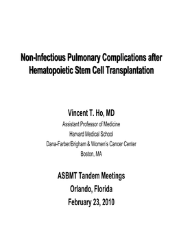 Non-Infectious Pulmonary Complications After Hematopoietic Stem Cell Transplantation