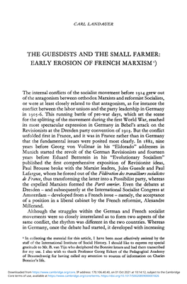 The Guesdists and the Small Farmer: Early Erosion of French Marxism1)