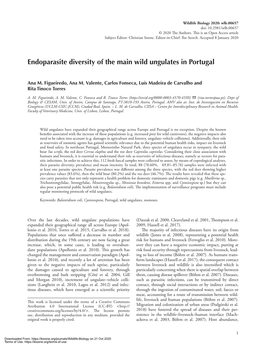 Endoparasite Diversity of the Main Wild Ungulates in Portugal