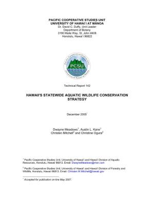 Hawaii's Statewide Aquatic Wildlife Conservation Strategy