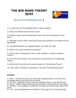 The Big Bang Theory Quiz