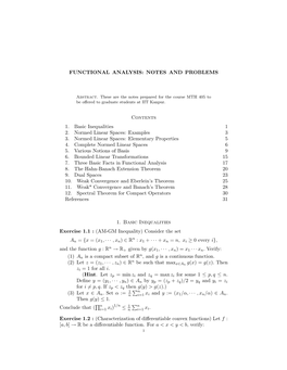 Functional Analysis: Notes and Problems