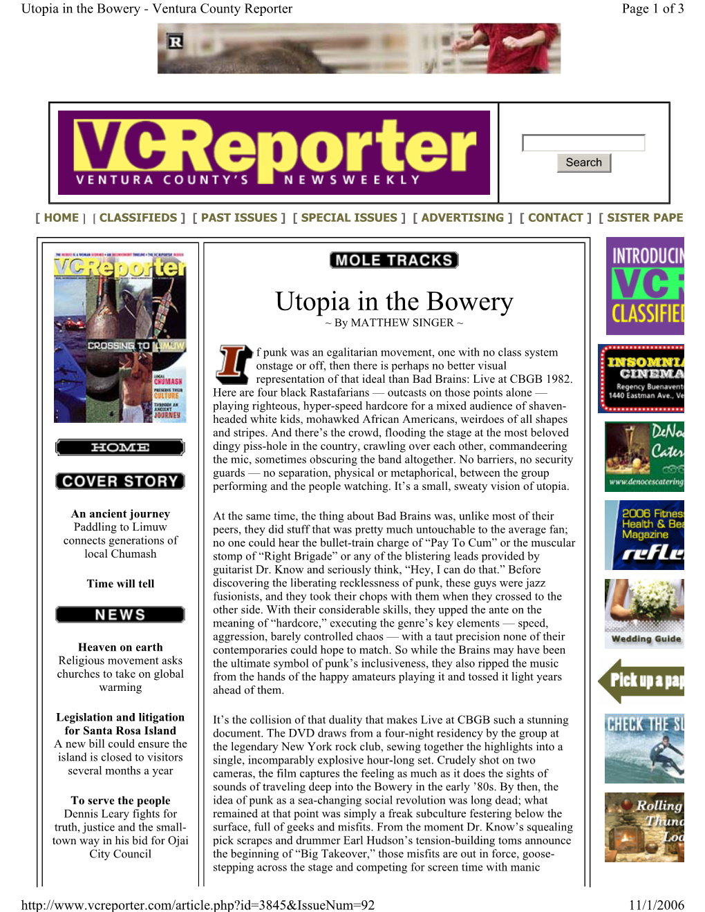 Utopia in the Bowery - Ventura County Reporter Page 1 of 3