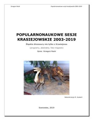 Popularnonaukowe Sesje Krasiejowskie 2003-2019
