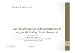 The Role of Mendeleev in the Construction of the Periodic Table of Chemical Elements
