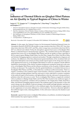 Influence of Thermal Effects on Qinghai-Tibet Plateau on Air Quality
