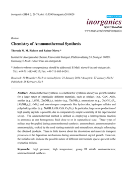 Chemistry of Ammonothermal Synthesis