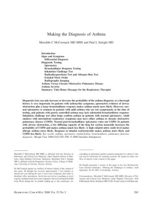 Making the Diagnosis of Asthma