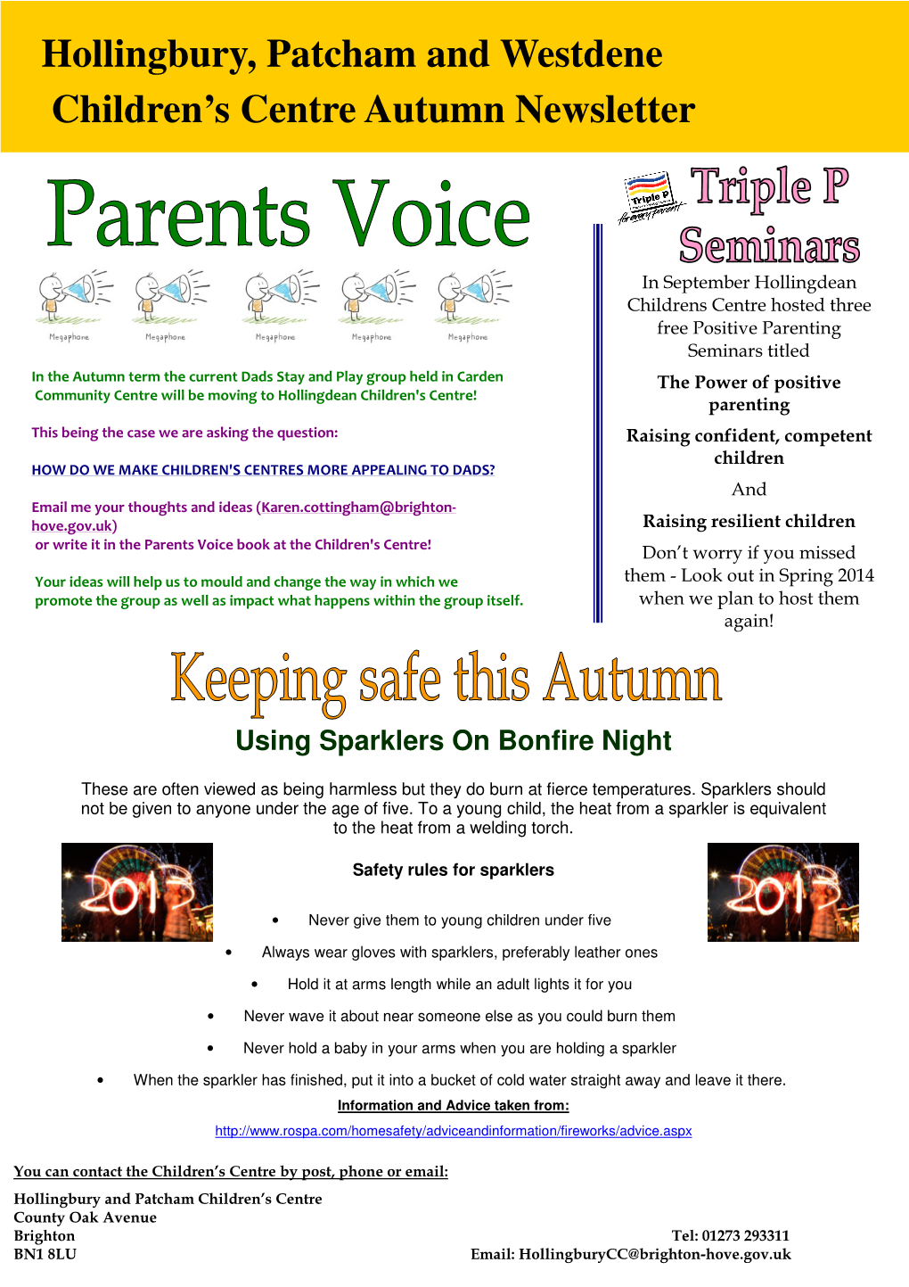 Hollingbury, Patcham and Westdene Children's Centre Autumn Newsletter