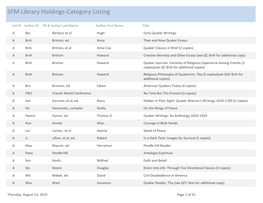 SFM Library Holdings-Category Listing