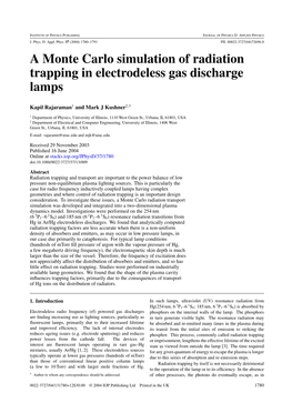A Monte Carlo Simulation of Radiation Trapping in Electrodeless Gas Discharge Lamps