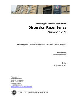 Edinburgh School of Economics Discussion Paper Series Number 299