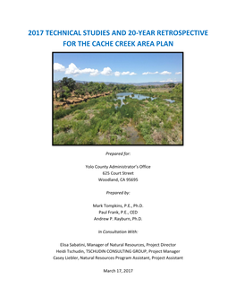 2017 Technical Studies and 20-Year Retrospective for the Cache Creek Area Plan