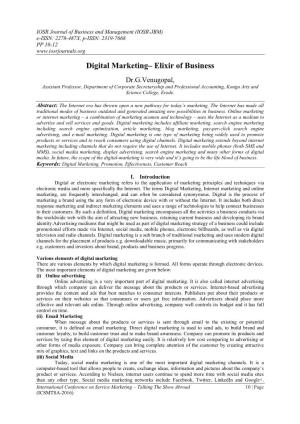 Digital Marketing– Elixir of Business