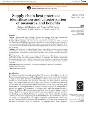 Supply Chain Best Practices