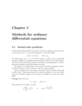 Chapter 5 Methods for Ordinary Differential Equations