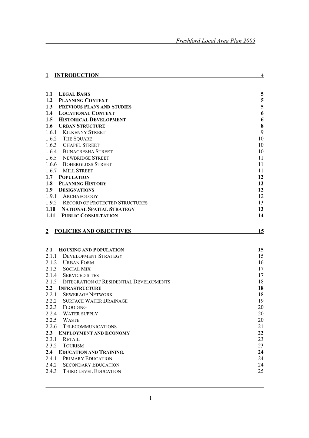 Freshford Local Area Plan 2005 1.7 Population