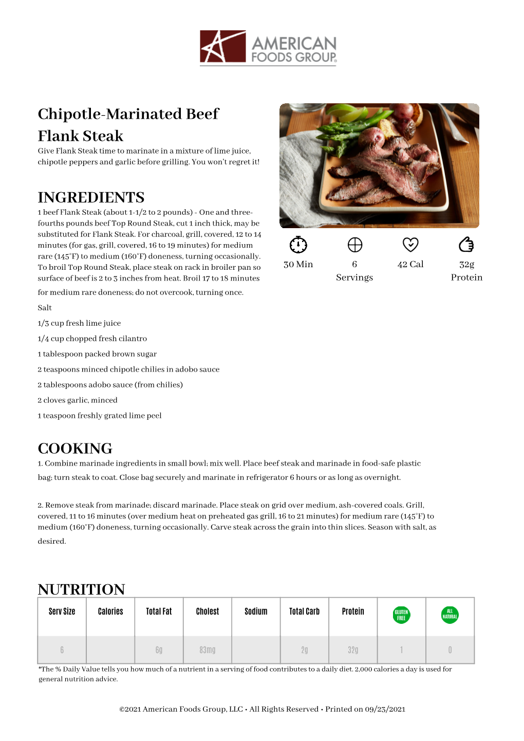 Chipotle-Marinated Beef Flank Steak INGREDIENTS COOKING NUTRITION