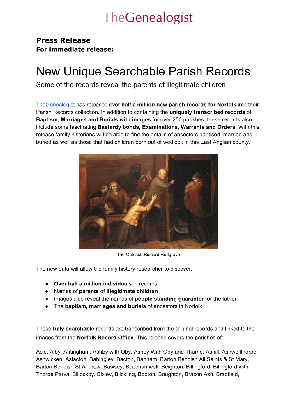 New Unique Searchable Parish Records Some of the Records Reveal the Parents of Illegitimate Children
