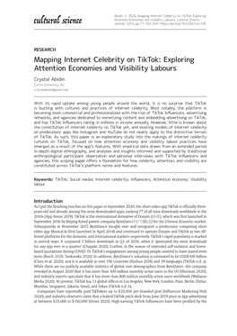 Mapping Internet Celebrity on Tiktok: Exploring Attention Economies and Visibility Labours