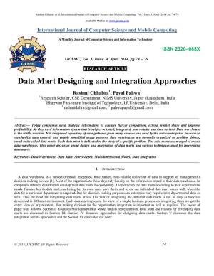 Design and Integration of Data Marts and Various Techniques Used for Integrating Data Marts