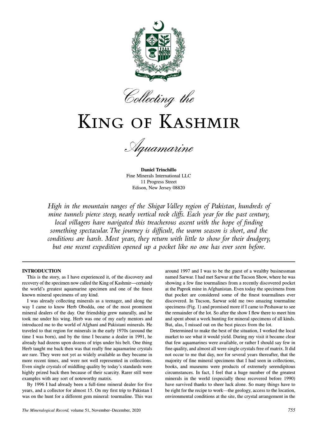 Collecting the King of Kashmir Aquamarine